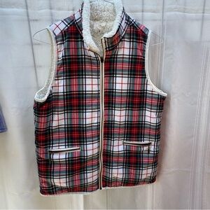 Copper Key White and Red Plaid Vest